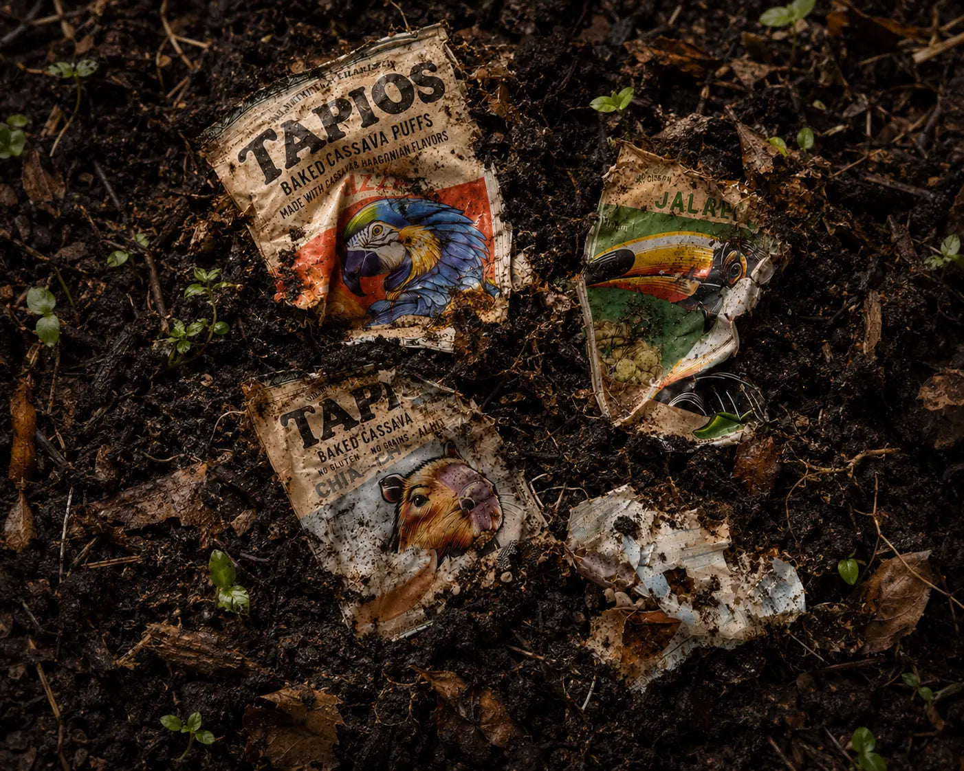 Tapios bags breaking down in backyard compost soil